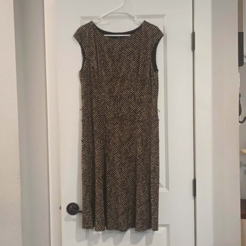 Chaps black & creme polka dot midi dress. Look nice with boots.